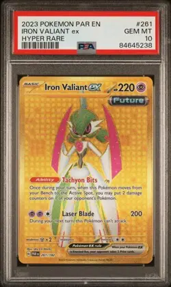 2023 POKEMON PAR EN-PARADOX RIFT HYPER RARE #261 IRON VALIANT EX PSA 10 - Image 1