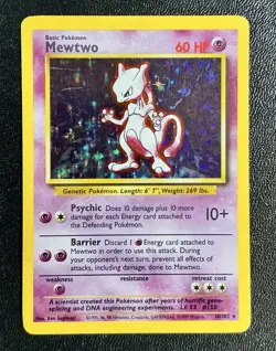 Mewtwo 10/102 Base Set Unlimited Holo Rare - Pokemon TCG - LP - Image 1
