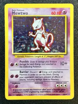 Mewtwo 10/102 Base Set Unlimited Holo Rare - Pokemon TCG - LP - Image 2