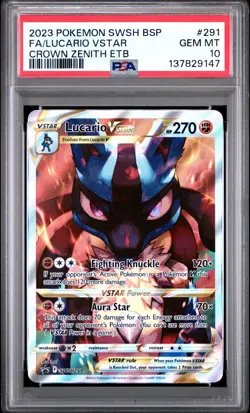 PSA 10 LUCARIO VSTAR SWSH291 BLACK STAR PROMO CROWN ZENITH ETB POKEMON 😍 - Image 1
