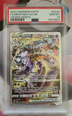 2023 POKEMON SWORD & SHIELD CROWN ZENITH #GG44 FULL ART/MEWTWO VSTAR - PSA 10 - Image 1