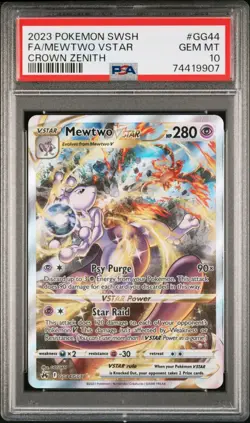 2023 POKEMON SWORD & SHIELD CROWN ZENITH #GG44 FULL ART/MEWTWO VSTAR - PSA 10 - Image 3