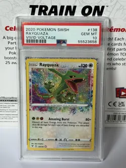 2020 POKEMON SWORD & SHIELD VIVID VOLTAGE #138 RAYQUAZA PSA 10 - Image 1
