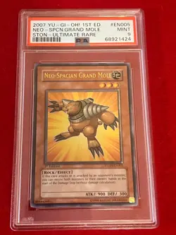Yu-Gi-Oh Neo-Spacian Grand Mole Ultimate Rare 1st Edition PSA Mint 9 - Image 1