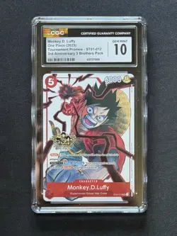 2025 ONE PIECE MONKEY D. LUFFY PROMO 3RD ANNIV ST01-012 CGC GEM MINT 10 💎 - Image 1