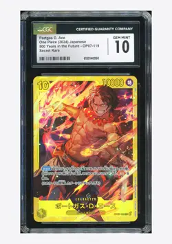 One Piece CGC 10 GEM MINT Portgas D. Ace SEC 2025 OP07-119 PRB02 Japanese - Image 1