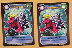 2 Digimon D-Tector SHELLMON 1st Edition Cards 2002 Bandai, DT-10 Champion, PU3E3 - Image 1