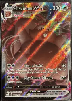 Greedent VMAX 218/264 - Ultra Rare Fusion Strike Pokemon TCG 2021 - NM Card - Image 1