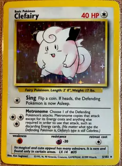 Clefairy - 5/102 - Pokemon Base Set Unlimited Holo Rare Card WOTC LP - Image 1