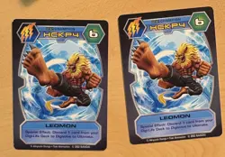2 Digimon D-Tector LEOMON Cards 2002 Bandai, DT-97 Champion, HCKP4 - Image 1