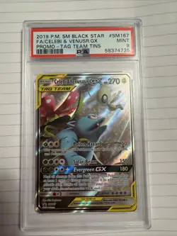2019 Pokemon Black Star Promo Celebi & Venusaur Gx Tag Team #SM167 PSA 9 - Image 5