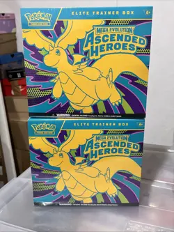 Lot (2) Pokemon TCG Mega Evolution Ascended Heroes Elite Trainer Box Sealed ETB - Image 1