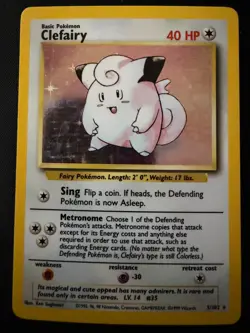 1999 Pokemon Base Set Unlimited Clefairy Holo #5/102 LP Vintage - Image 1