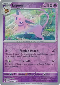 Lightly Played, English Pokemon Reverse Holo Espeon - 086/197 - Uncommon - Rever - Image 1
