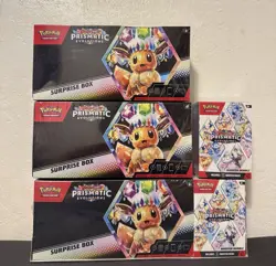 Pokemon TCG Prismatic Evolutions LOT, Three Surprise Boxes, Two booster Bundles - Image 1