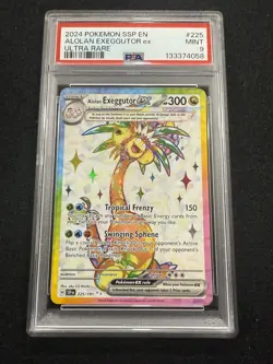 Pokemon Alolan Exeggutor ex Ultra Rare 225/191 from Surging Sparks in a PSA 9 ! - Image 1