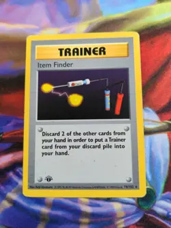 Item Finder 1999 Base Set 1st Edition Shadowless 74/102 Pokemon MP - Image 1