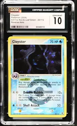 2004 POKEMON EX FIRE RED & LEAF GREEN CLOYSTER #20 REVERSE HOLO-RARE CGC 10 GEM - Image 1