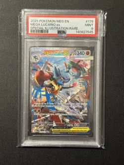 Pokemon Mega Lucario ex 179/132 Special Illustration Rare Holo Me01 PSA 9 2025 - Image 1