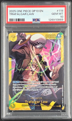 One Piece OP10-119 SEC Trafalgar Law PSA10 English - Image 1