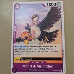 One Piece Mr.13 & Ms.Friday (OP04-073/202) OP04 Kingdoms of Intrigue NM TCG - Image 1