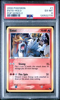 2006 Pokemon POP Series 2 ENTEI Holo Foil Card #1 PSA 6 EX-MT Rare! - Image 1