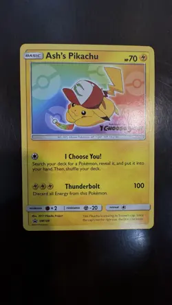 Pokemon TCG Ash's Pikachu SM108 Black Star Promo Trading Card - Image 1