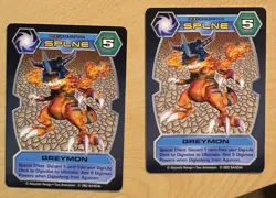 2 Digimon D-Tector GREYMON Cards 2002 Bandai, DT-91 Champion, SPLNE - Image 1
