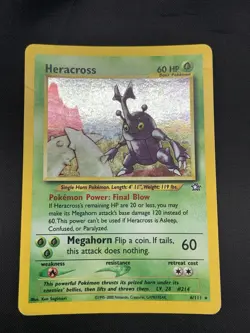 2000 Pokemon HERACROSS Neo Genesis HOLO RARE Unlimited Edition Set Card 6/111 HP - Image 1