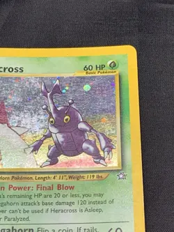 2000 Pokemon HERACROSS Neo Genesis HOLO RARE Unlimited Edition Set Card 6/111 HP - Image 3