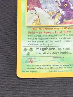 2000 Pokemon HERACROSS Neo Genesis HOLO RARE Unlimited Edition Set Card 6/111 HP - Image 4