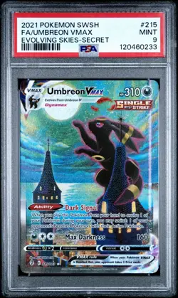 2021 POKEMON SWORD & SHIELD EVOLVING SKIES #215 FA/UMBREON VMAX SECRE PSA 9 - Image 1