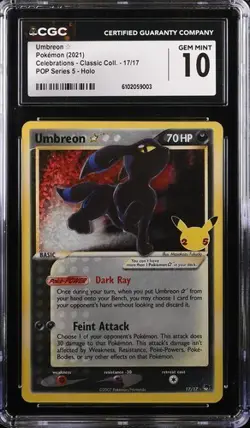 2021 POKEMON CELEBRATIONS #17 UMBREON GOLD STAR CGC 10 MINT - Image 1