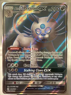 Pokemon Alolan Persian GX 219/236 Sun & Moon Cosmic Eclipse Full Art Near Mint - Image 1