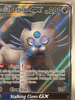 Pokemon Alolan Persian GX 219/236 Sun & Moon Cosmic Eclipse Full Art Near Mint - Image 3