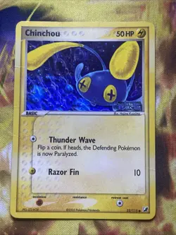 Pokemon Chinchou 52/115 Reverse Holo Stamped EX Unseen Forces TCG Card - Image 1