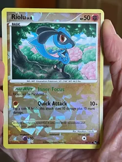 POKEMON RIOLU 16/17 PROMO POP SERIES 6 CRACKED ICE REVERSE HOLOFOIL NM CARD - Image 1