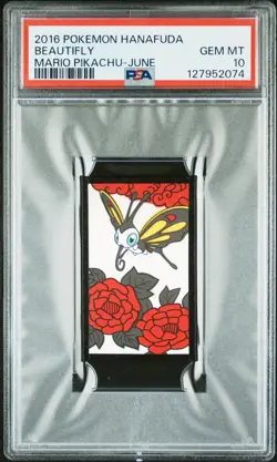 2016 POKEMON HANAFUDA MARIO PIKACHU JUNE BEAUTIFLY PSA 10 - Image 1