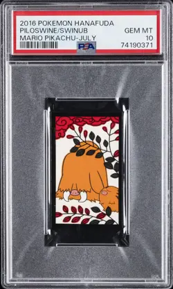 2016 POKEMON HANAFUDA MARIO PIKACHU JULY PILOSWINE/SWINUB PSA 10 - Image 1