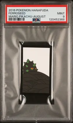 2016 POKEMON HANAFUDA MARIO PIKACHU AUGUST FERROSEED PSA 9 - Image 1