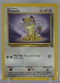 Meowth 1999 Pokemon TCG #56/64 Jungle Set WoTC Commin Regular Vintage - Image 1