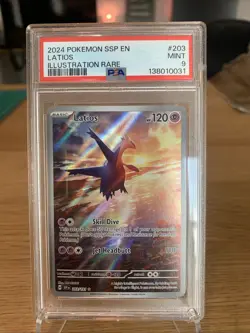 Pokemon TCG Latios Illustration Rare 203/191 Sv08 Surging Sparks PSA 9 - Image 1