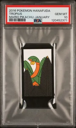 2016 POKEMON HANAFUDA MARIO PIKACHU JANUARY TROPIUS PSA 10 - Image 1