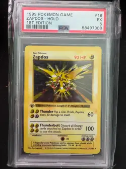 PSA 5 Pokemon Base Set 1st Edition Holo Rare Zapdos 16/102 EX Condition! - Image 1