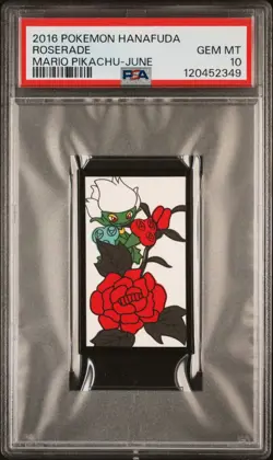 2016 POKEMON HANAFUDA MARIO PIKACHU JUNE ROSERADE PSA 10 - Image 1