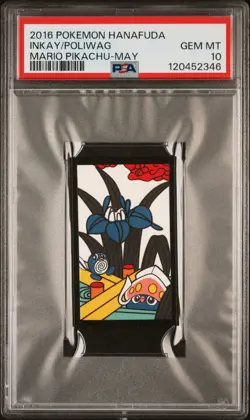 2016 POKEMON HANAFUDA MARIO PIKACHU MAY INKAY/POLIWAG PSA 10 - Image 1