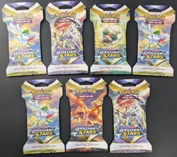 Lot (7) Pokemon Sword & Shield Brilliant Stars Sleeved Booster Packs SEALED - Image 1