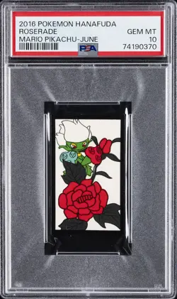 2016 POKEMON HANAFUDA MARIO PIKACHU JUNE ROSERADE PSA 10 - Image 1