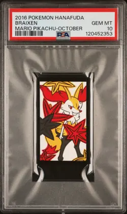 2016 POKEMON HANAFUDA MARIO PIKACHU OCTOBER BRAIXEN PSA 10 - Image 1