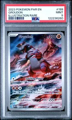 2023 POKEMON PAR EN-PARADOX RIFT ILLUSTRATION RARE #199 GROUDON PSA 9 - Image 1